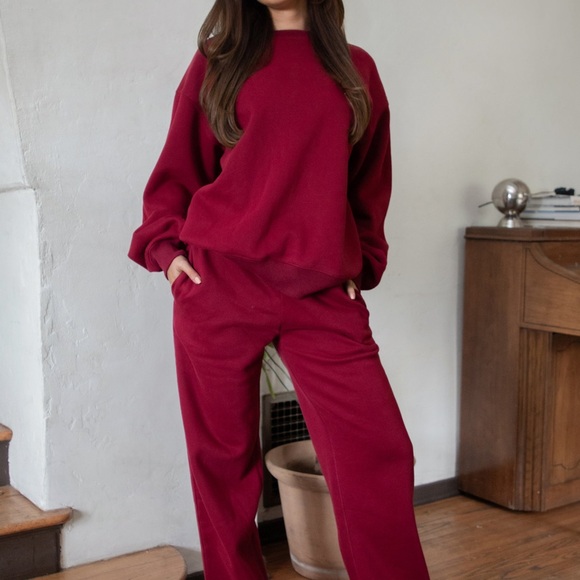 Tic Toc Maroon Lani Wide Leg Sweatpants - Picture 4 of 5